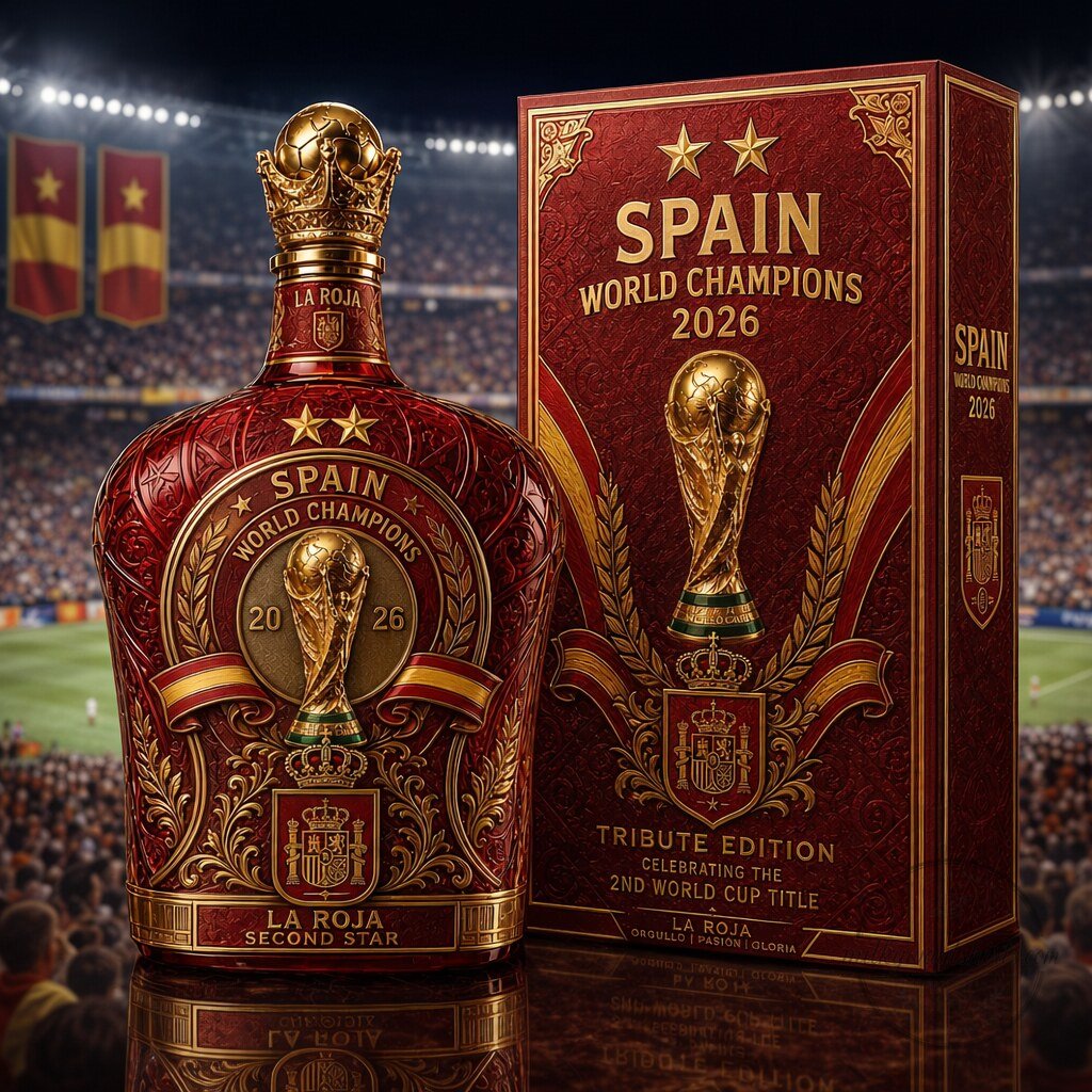 Spain Second Star World Cup Champions 2026 Whiskey Bottle Decanter